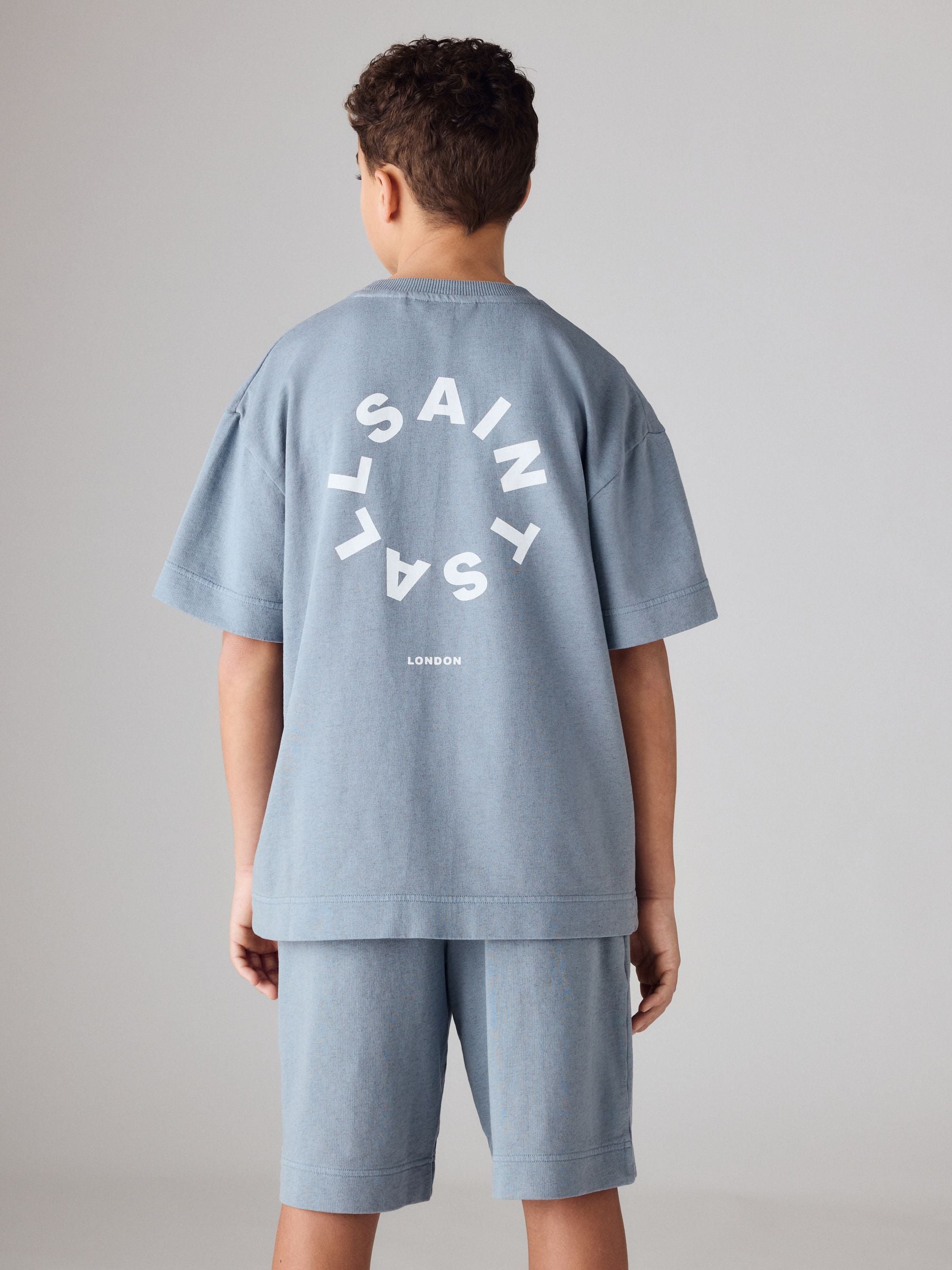 Dsiney Kidz - smALLSAINTS Blue Tierra T-Shirt and Sweat Shorts Set image 2