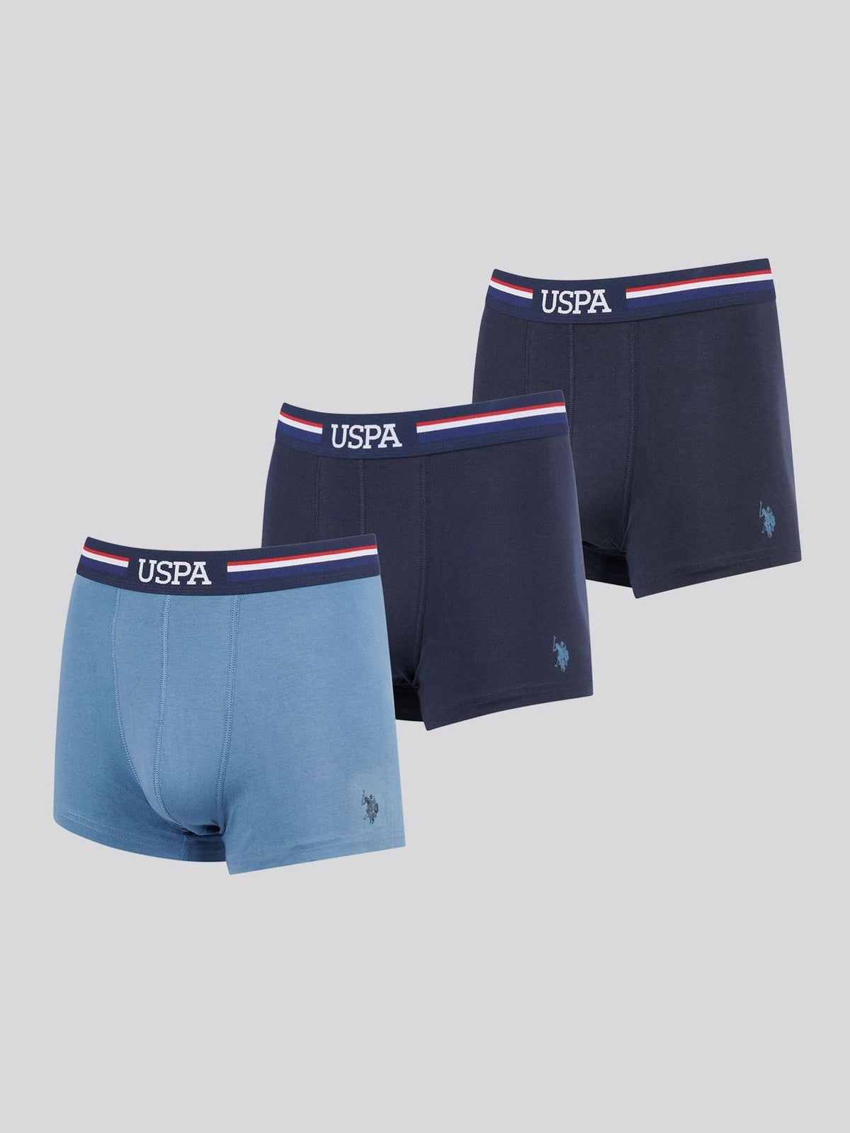 Dsiney Kidz - U.S. Polo Assn. Blue Mens Branded Stripe Boxer Shorts 3 Pack image 1