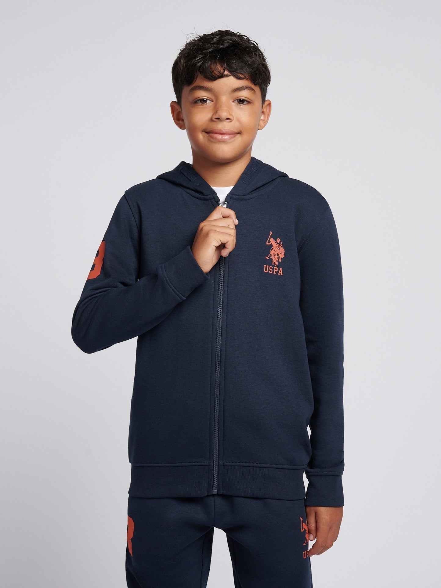 Dsiney Kidz - U.S. Polo Assn. Navy Blue Boys Player 3 Zip Hoodie and Joggers Set image 3