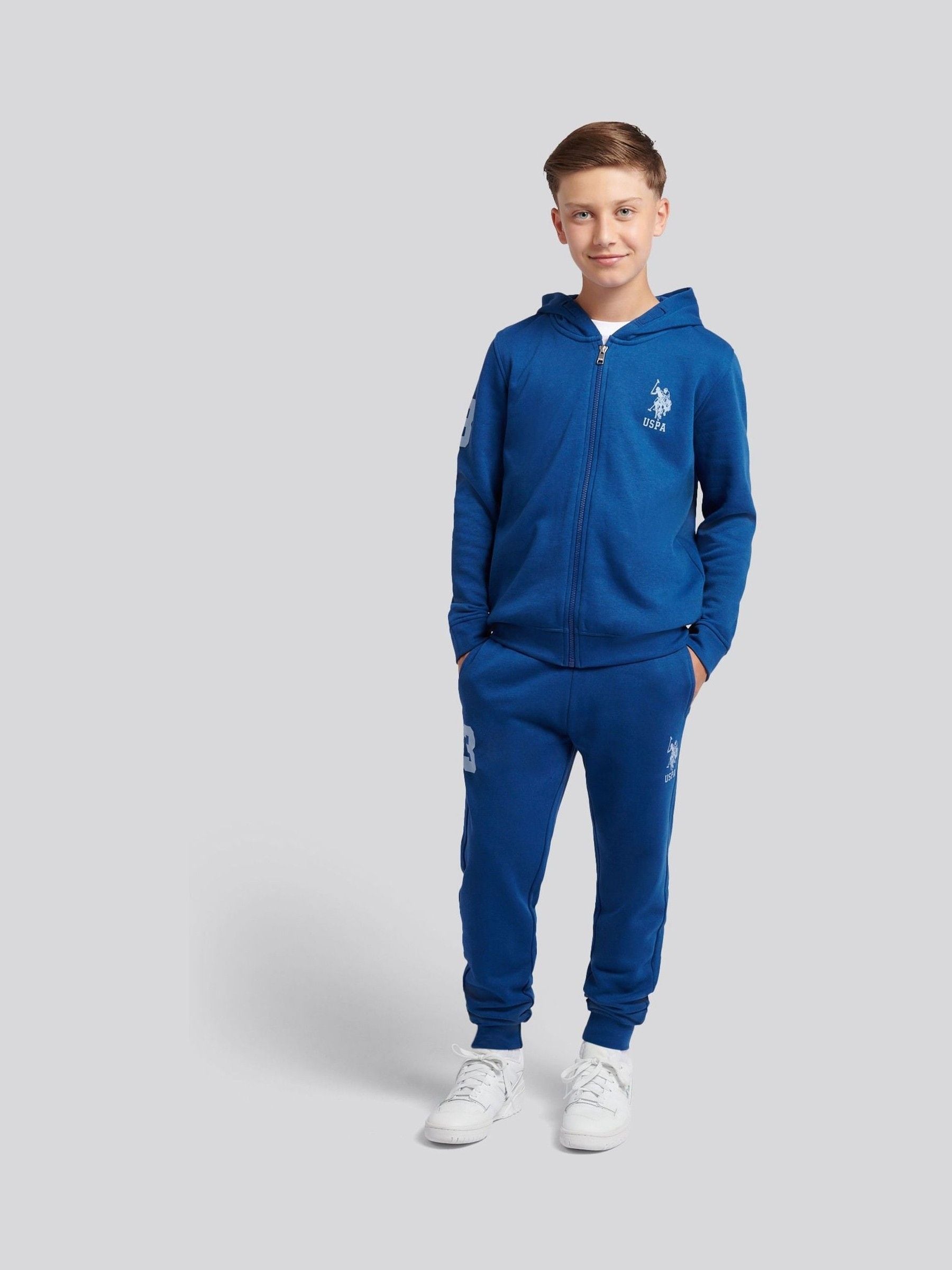 Dsiney Kidz - U.S. Polo Assn. Blue Boys Player 3 Zip Hoodie and Joggers Set image 1