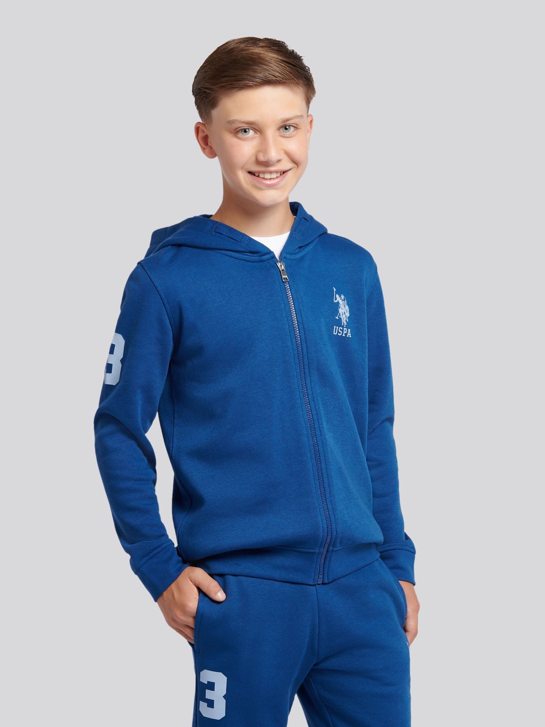 Dsiney Kidz - U.S. Polo Assn. Blue Boys Player 3 Zip Hoodie and Joggers Set image 3