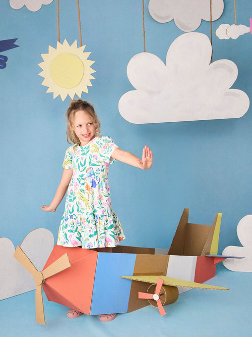 Dsiney Kidz - Joules Girls' Nellie Jungle Print Short Sleeve Tiered Jersey Dress image 1