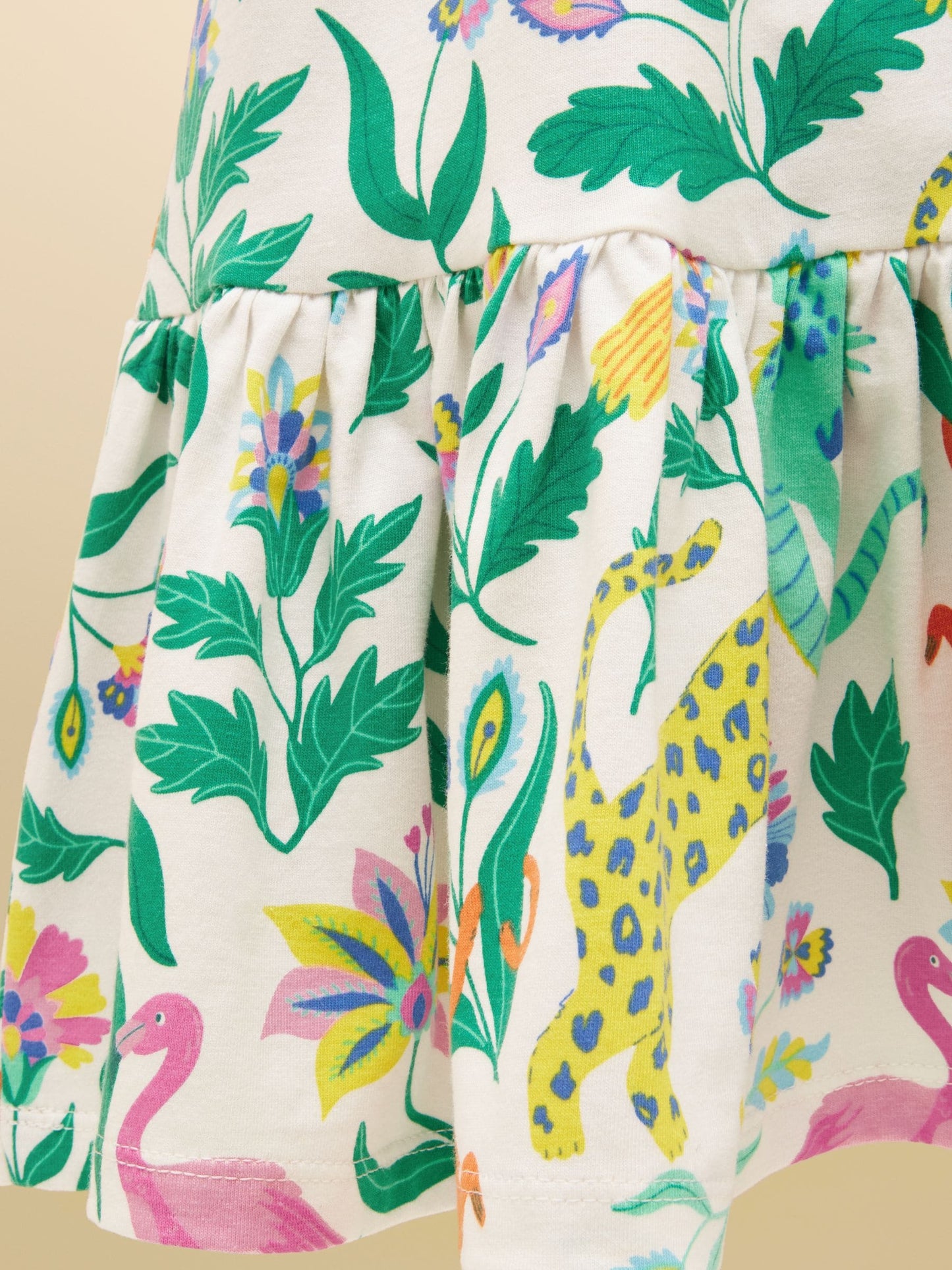 Joules Girls' Nellie Jungle Print Short Sleeve Tiered Jersey Dress image 7