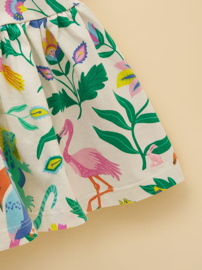 Joules Girls' Nellie Jungle Print Short Sleeve Tiered Jersey Dress image 9