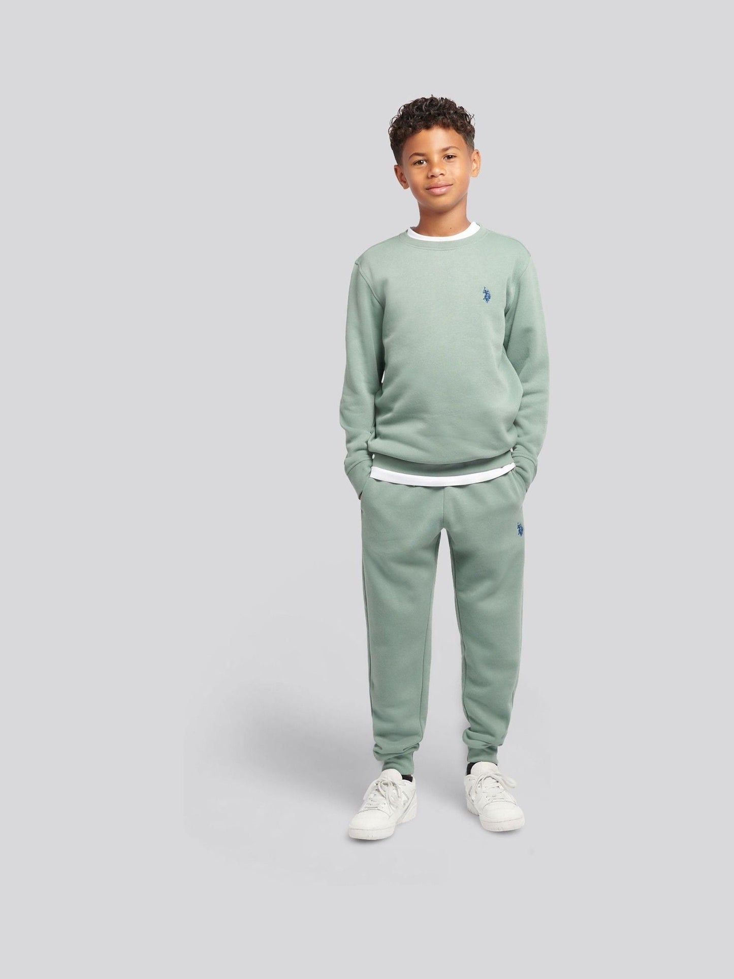 Dsiney Kidz - U.S. Polo Assn. Green Double Horsemen Crew Sweatshirt and Joggers Set image 1