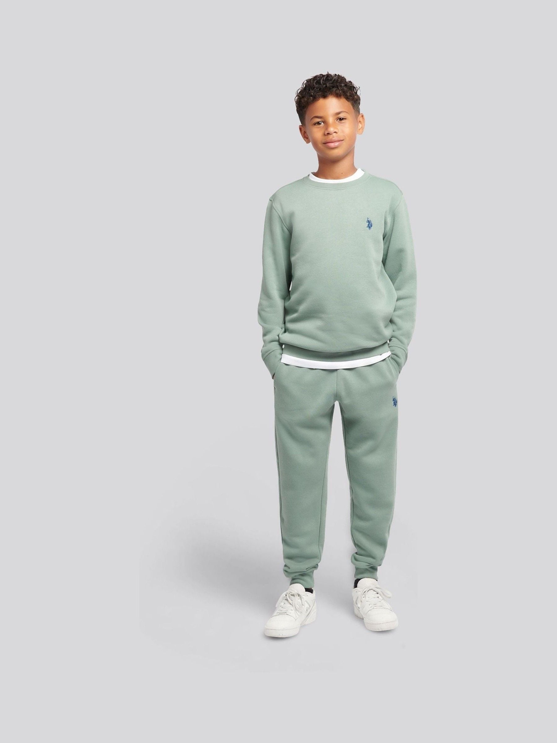 Dsiney Kidz - U.S. Polo Assn. Green Double Horsemen Crew Sweatshirt and Joggers Set image 1