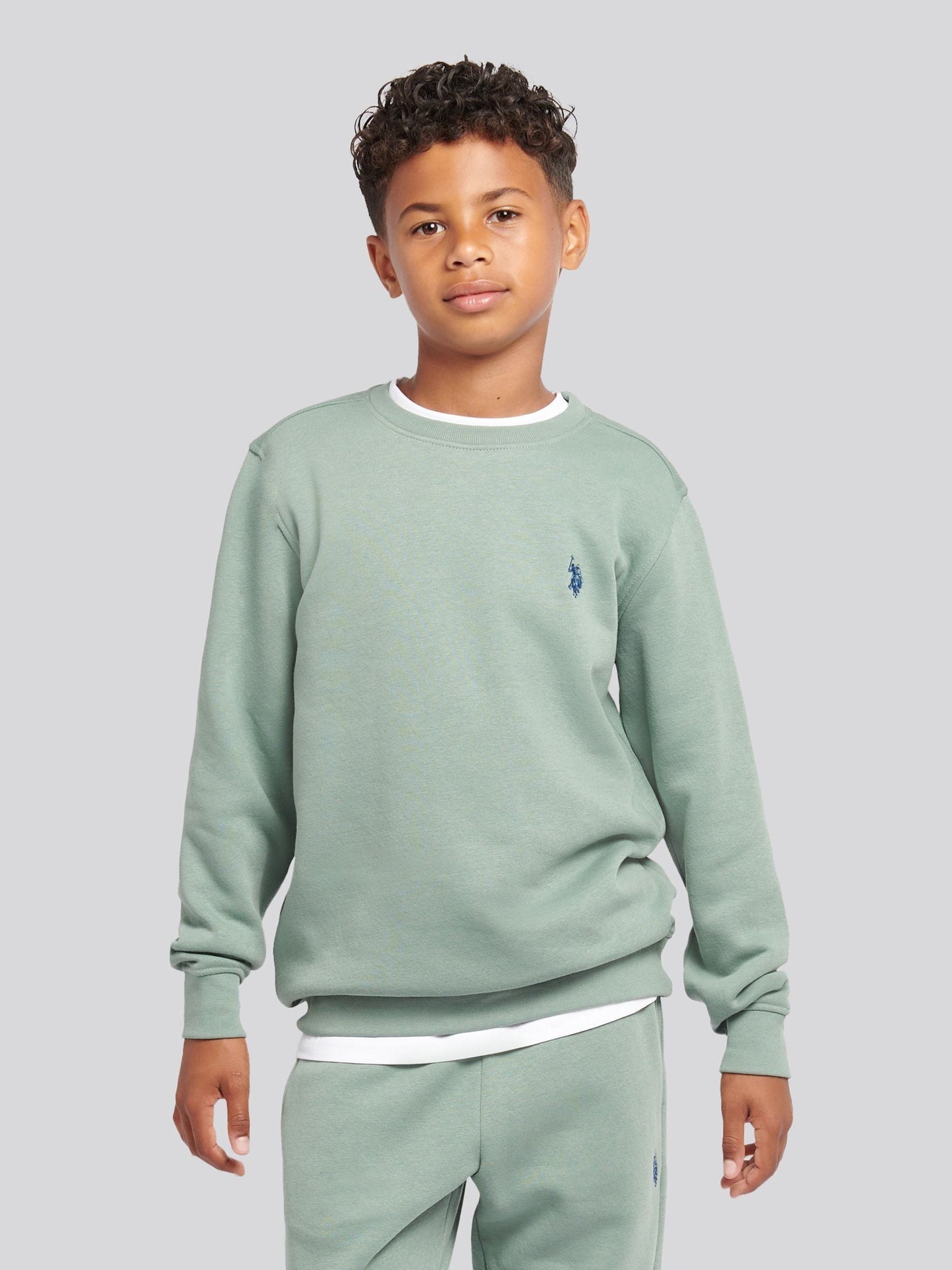Dsiney Kidz - U.S. Polo Assn. Green Double Horsemen Crew Sweatshirt and Joggers Set image 3