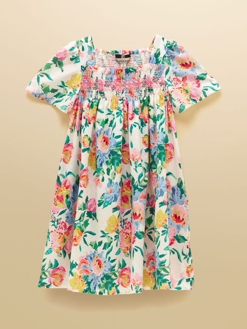 Dsiney Kidz - Joules Girls' Eliza Cream Floral Shirred Woven Dress image 1