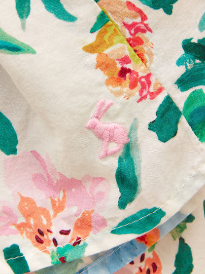 Joules Girls' Eliza Cream Floral Shirred Woven Dress image 4