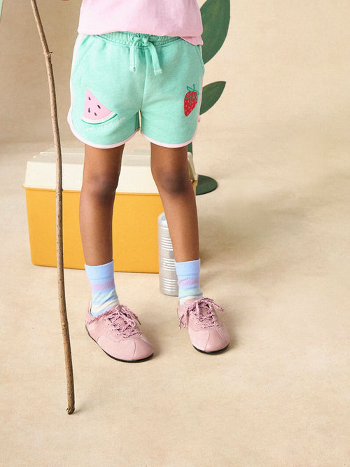 Joules Girls' Summerdays Green Loopback Embroidered Sweat Shorts image 1