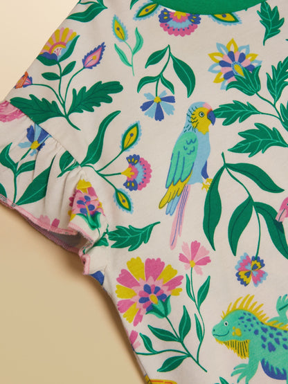 Joules Girls' Waverley Cream Frill Sleeve T-Shirt image 3
