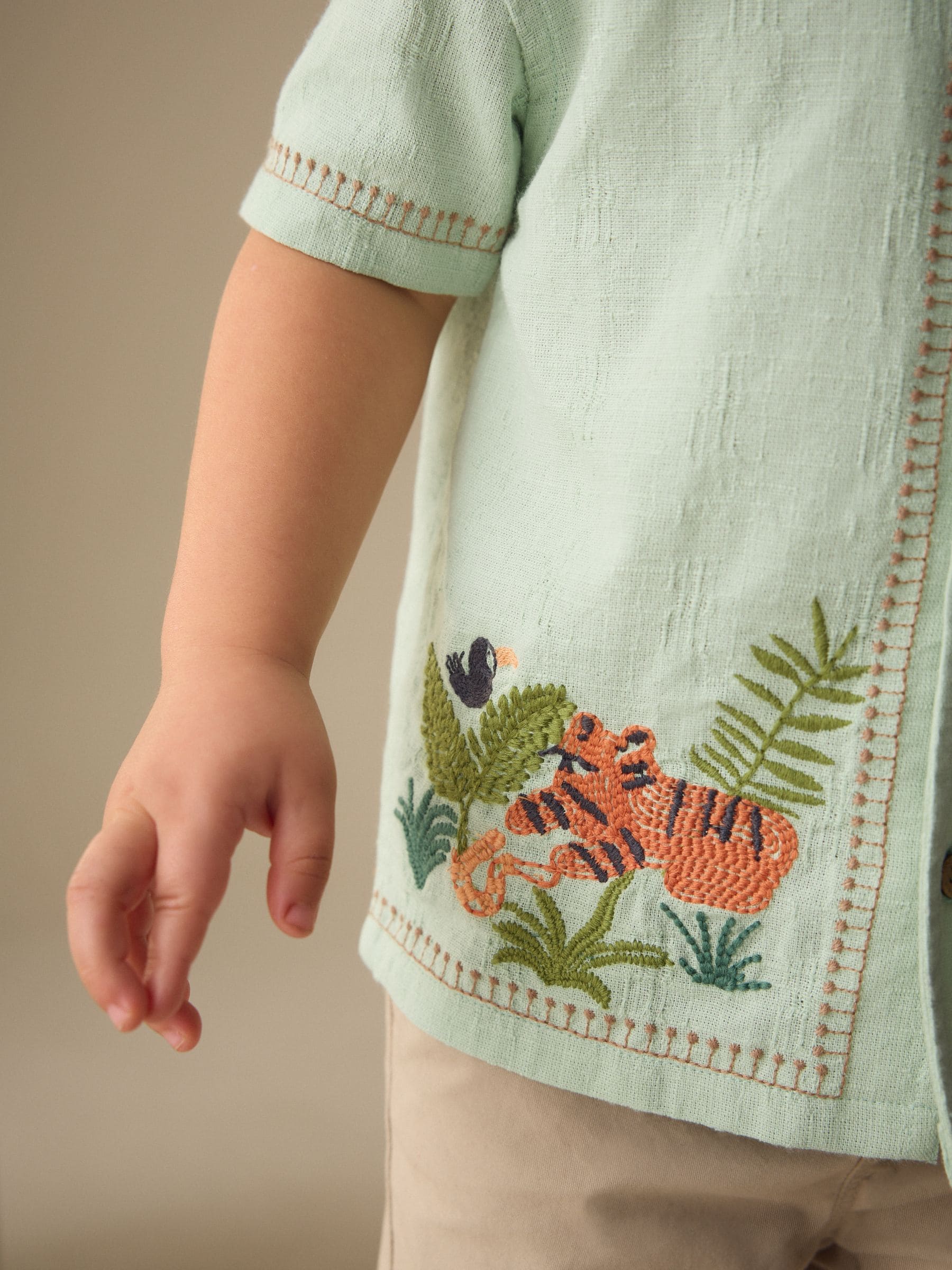 Dsiney Kidz - Mint Green Safari Embroidery Short Sleeve Shirt (3mths-7yrs) image 4