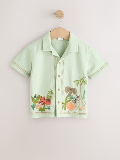 Dsiney Kidz - Mint Green Safari Embroidery Short Sleeve Shirt (3mths-7yrs) image 5