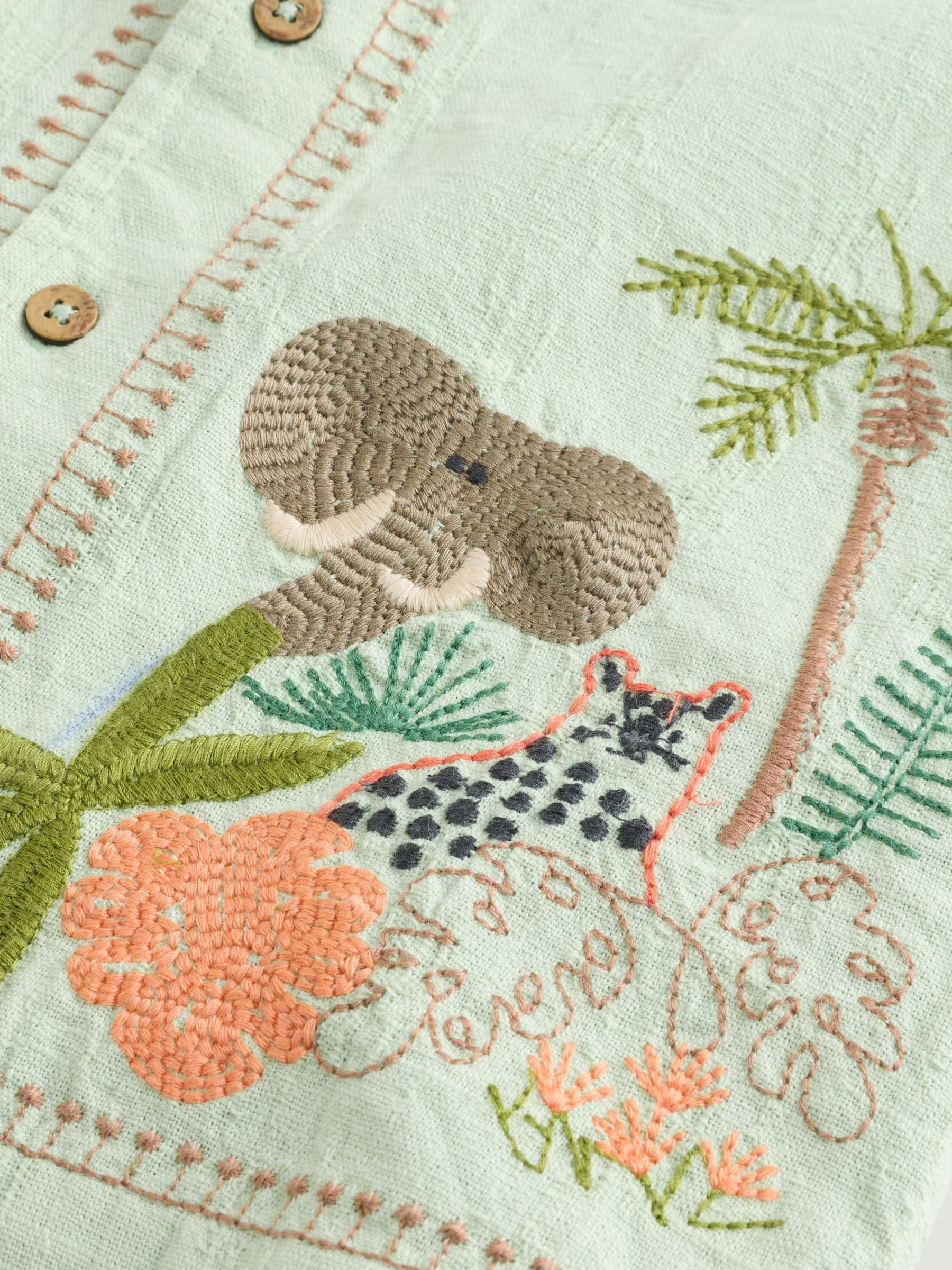 Dsiney Kidz - Mint Green Safari Embroidery Short Sleeve Shirt (3mths-7yrs) image 8