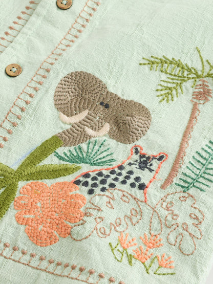 Dsiney Kidz - Mint Green Safari Embroidery Short Sleeve Shirt (3mths-7yrs) image 8