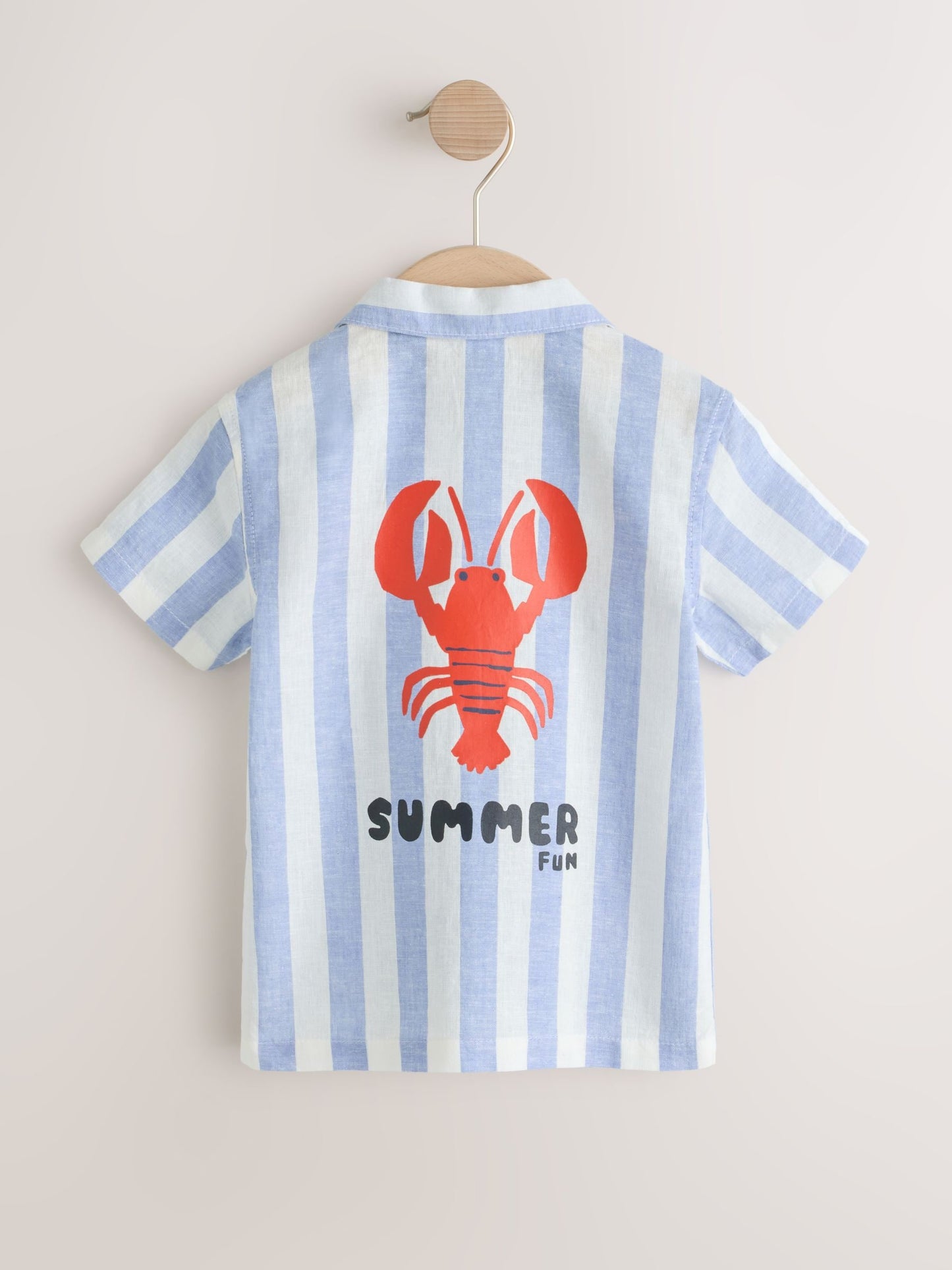 Dsiney Kidz - Blue/White Stripe Short Sleeve Revere Collar Printed Shirt (6mths-7yrs) image 2