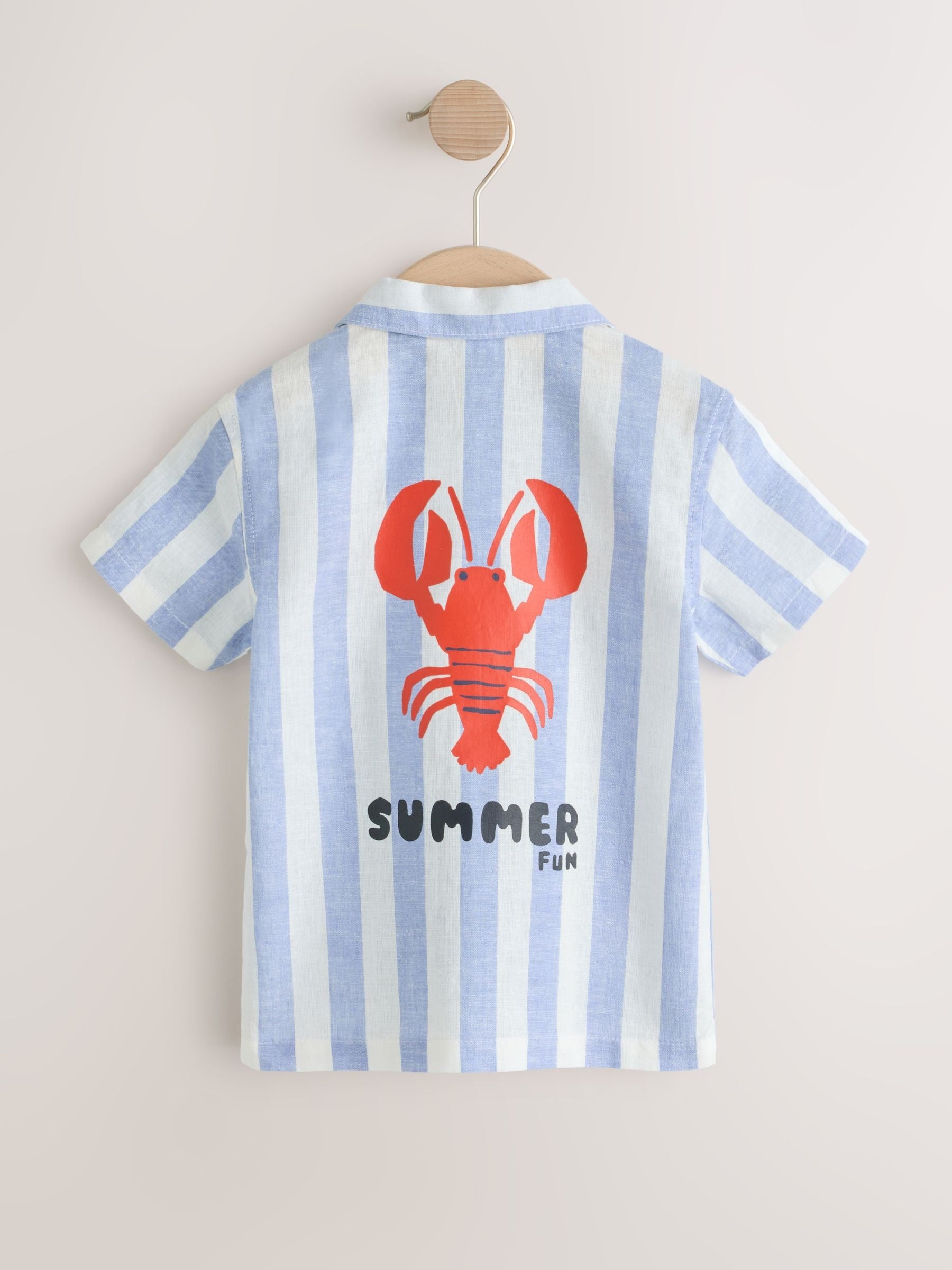 Dsiney Kidz - Blue/White Stripe Short Sleeve Revere Collar Printed Shirt (6mths-7yrs) image 2