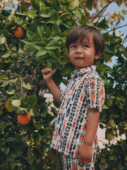 Ecru All Over Print Fish Short Sleeve AOP Shirt and Shorts Set (3mths-10yrs) image 8