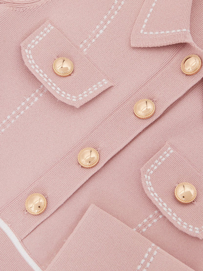 Reiss Pink Sapna 9-13 yrs Button-Detail Knitted Dress image 4