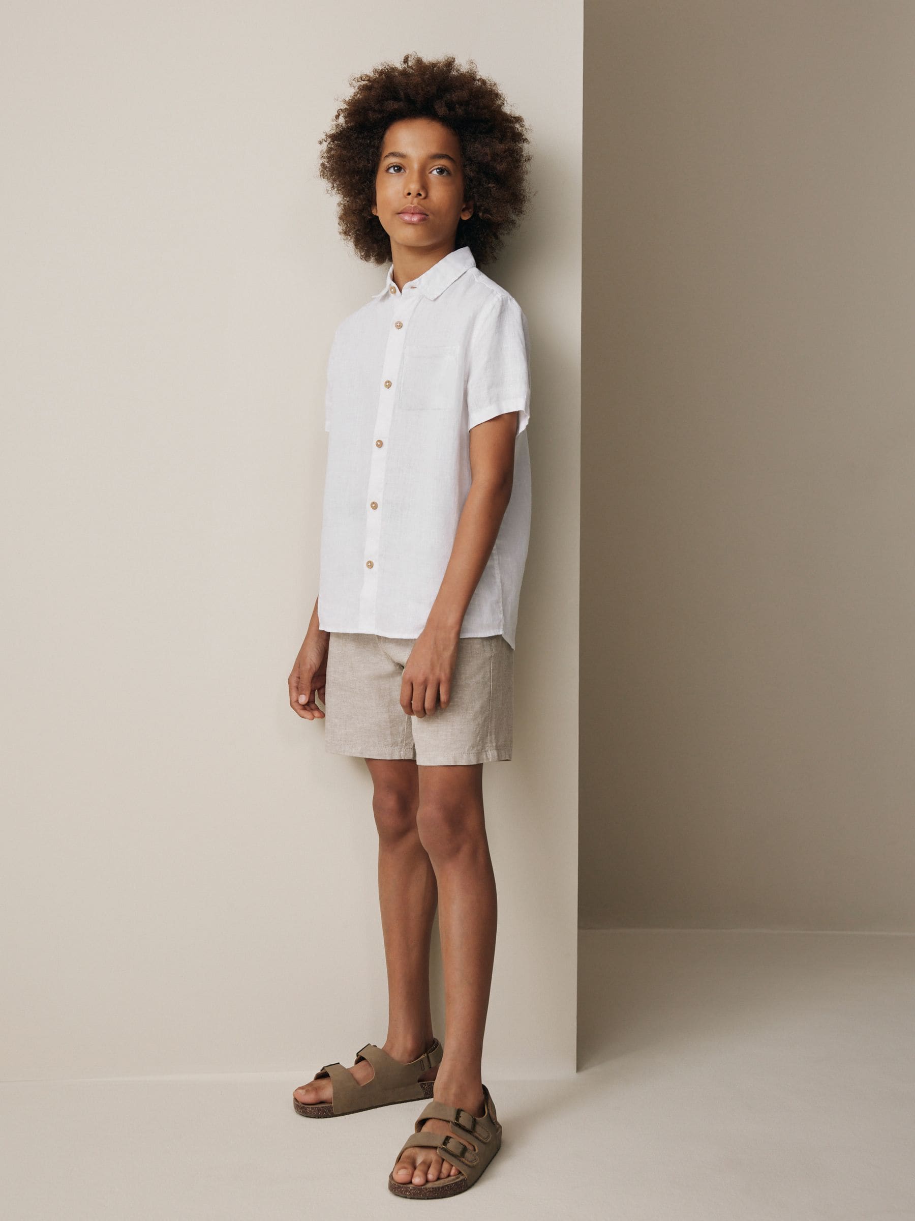 Dsiney Kidz - White Short Sleeve Linen Shirt (3-16yrs) image 2