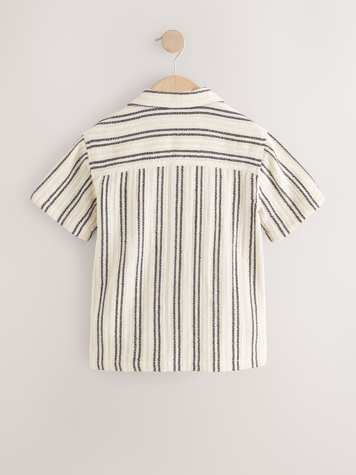 Dsiney Kidz - Black/Cream Short Sleeve Textured Stripe Revere Shirt (3-16yrs) image 6
