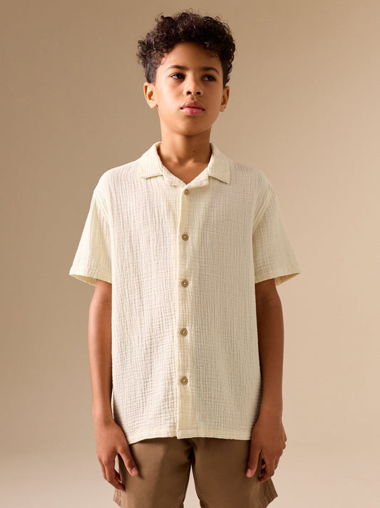 Disney Kidz - Ecru Short Sleeve Revere Collar Double Cloth Shirt (3-16yrs) image 1