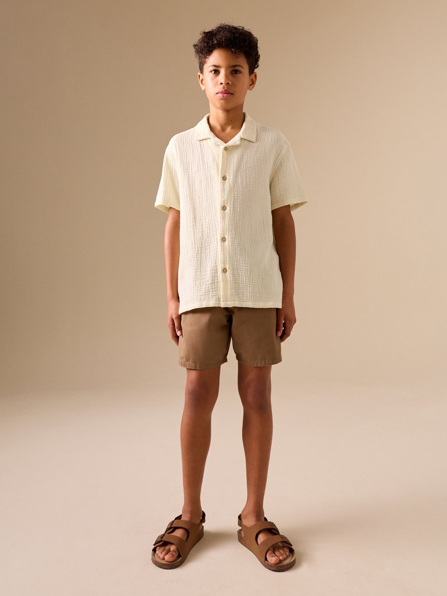 Dsiney Kidz - Ecru Short Sleeve Revere Collar Double Cloth Shirt (3-16yrs) image 2