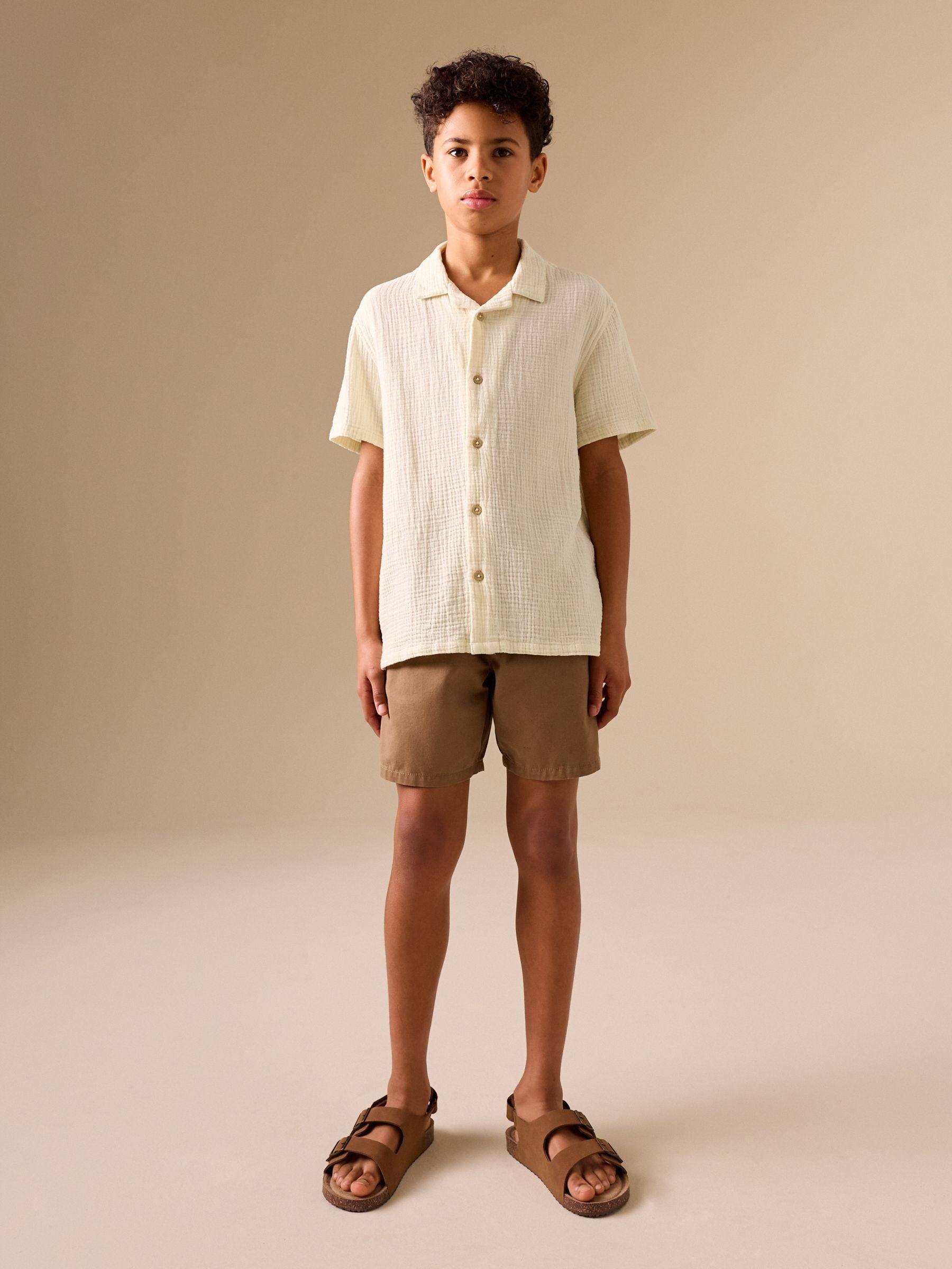 Dsiney Kidz - Ecru Short Sleeve Revere Collar Double Cloth Shirt (3-16yrs) image 2