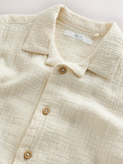 Dsiney Kidz - Ecru Short Sleeve Revere Collar Double Cloth Shirt (3-16yrs) image 8