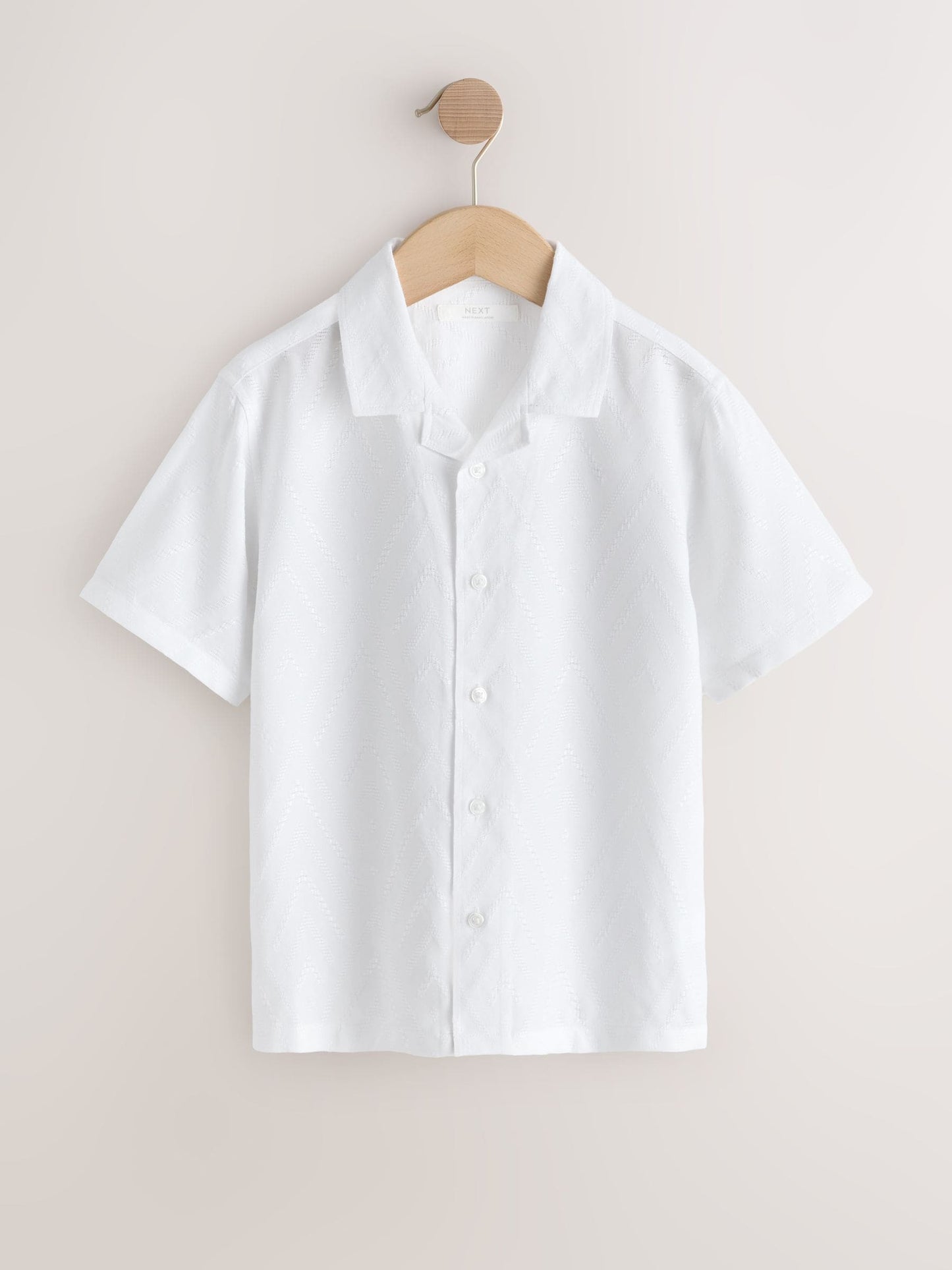Dsiney Kidz - White Textured Short Sleeve Revere Collar Textured Shirt (3-16yrs) image 5