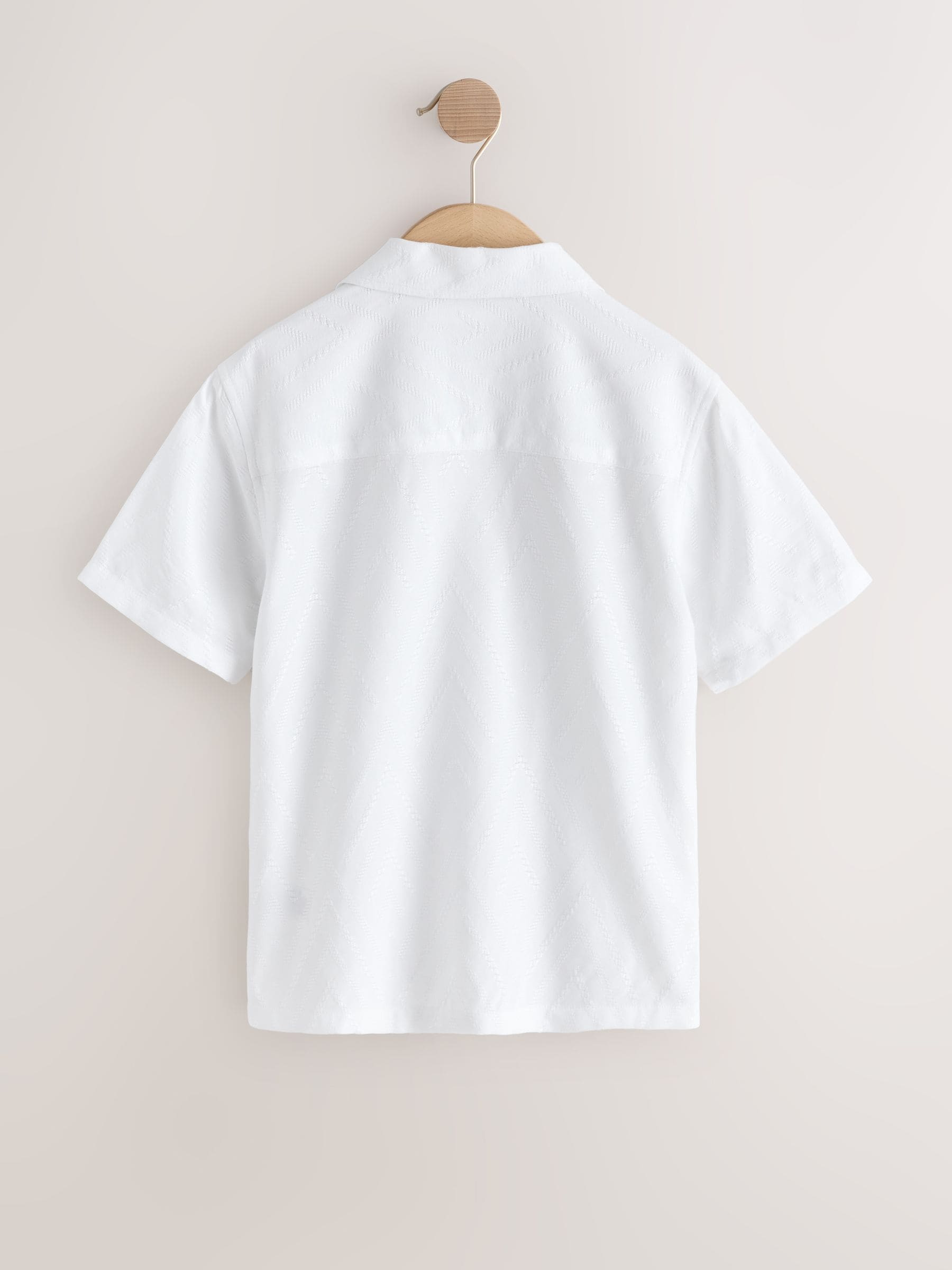 Dsiney Kidz - White Textured Short Sleeve Revere Collar Textured Shirt (3-16yrs) image 6
