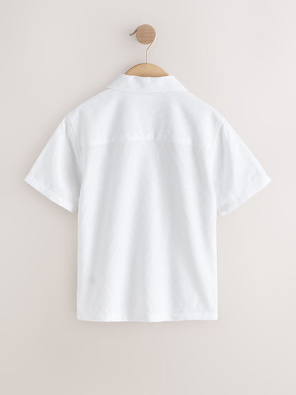 Dsiney Kidz - White Textured Short Sleeve Revere Collar Textured Shirt (3-16yrs) image 6