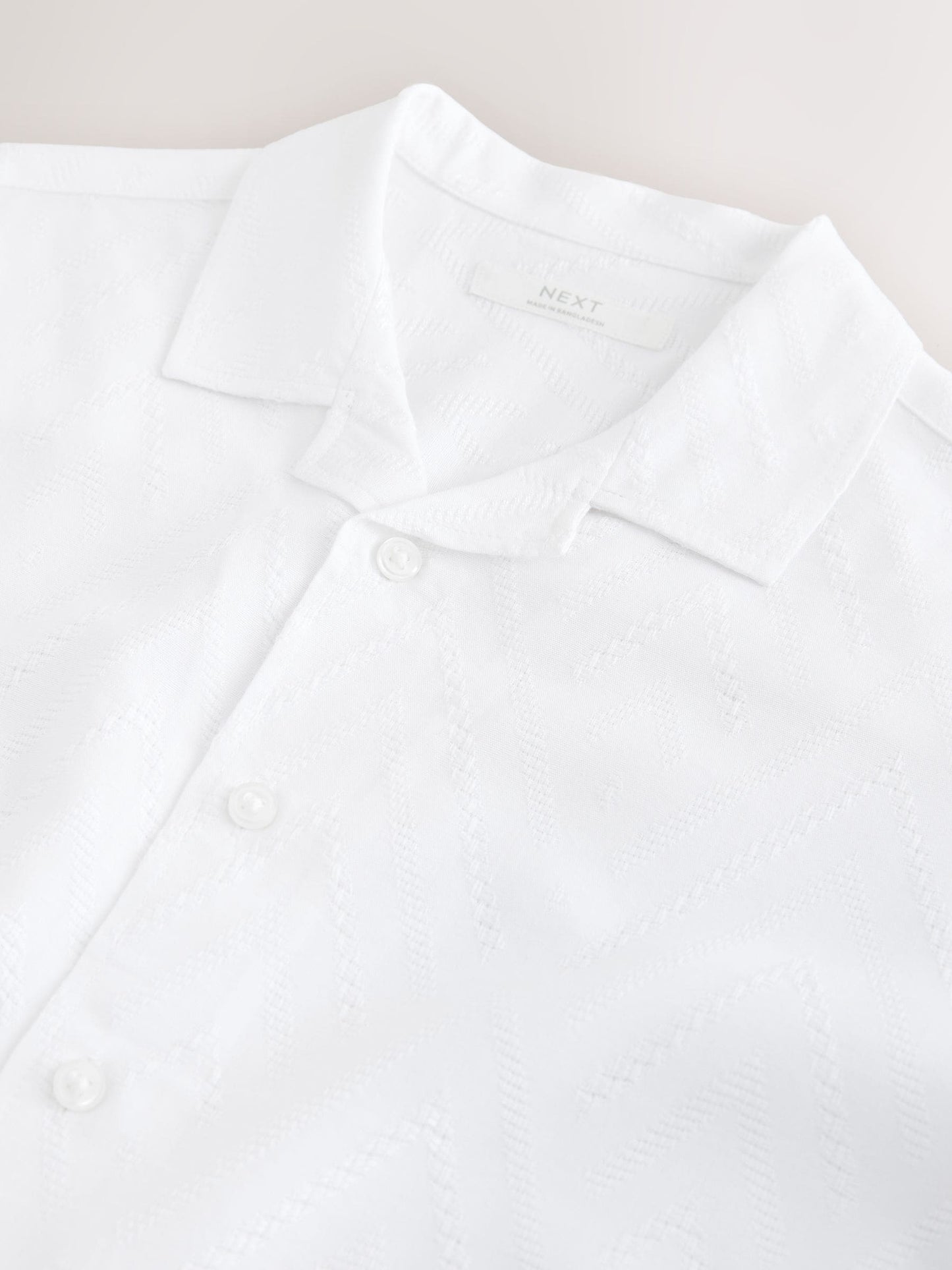 Dsiney Kidz - White Textured Short Sleeve Revere Collar Textured Shirt (3-16yrs) image 8