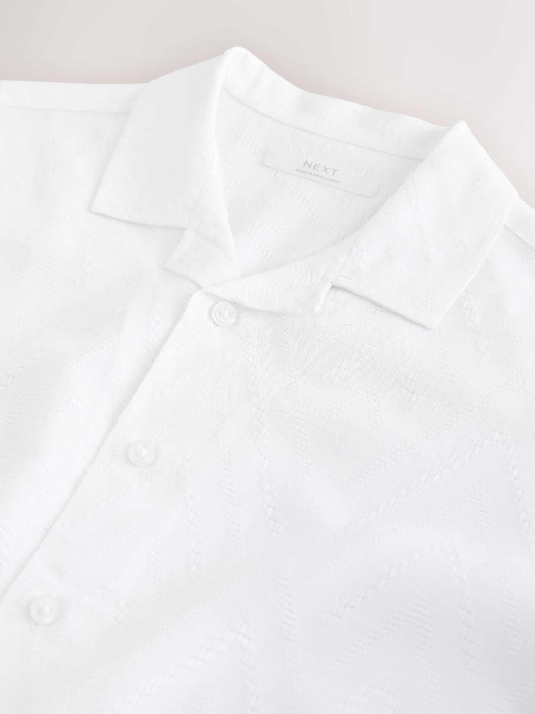 Dsiney Kidz - White Textured Short Sleeve Revere Collar Textured Shirt (3-16yrs) image 8