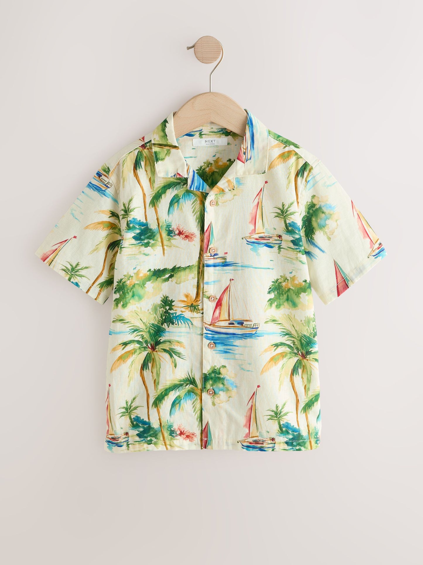 Dsiney Kidz - Ecru Boat All Over Print Short Sleeve Revere Collar Shirt (3-16yrs) image 5