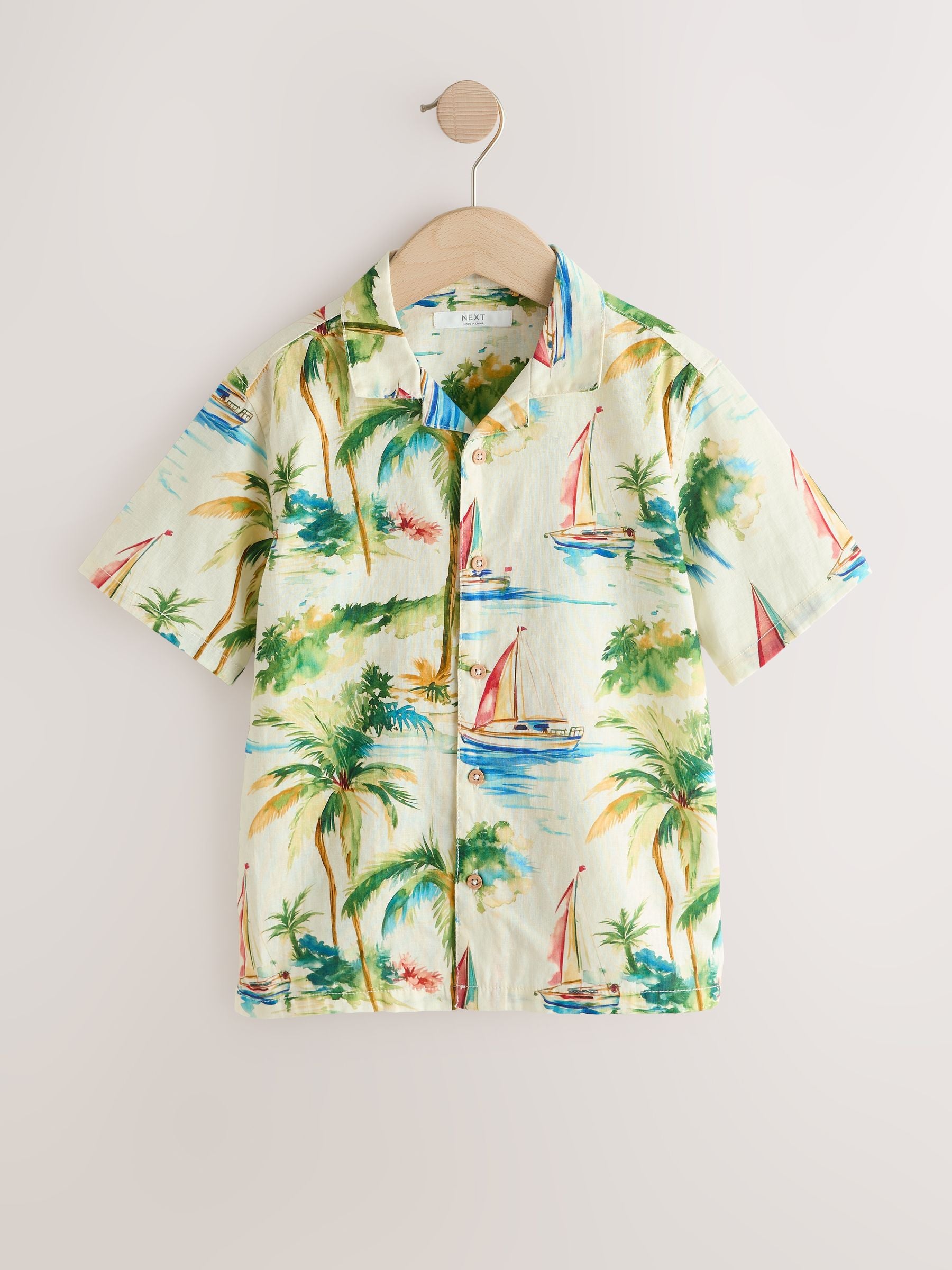 Dsiney Kidz - Ecru Boat All Over Print Short Sleeve Revere Collar Shirt (3-16yrs) image 5