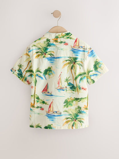 Dsiney Kidz - Ecru Boat All Over Print Short Sleeve Revere Collar Shirt (3-16yrs) image 6