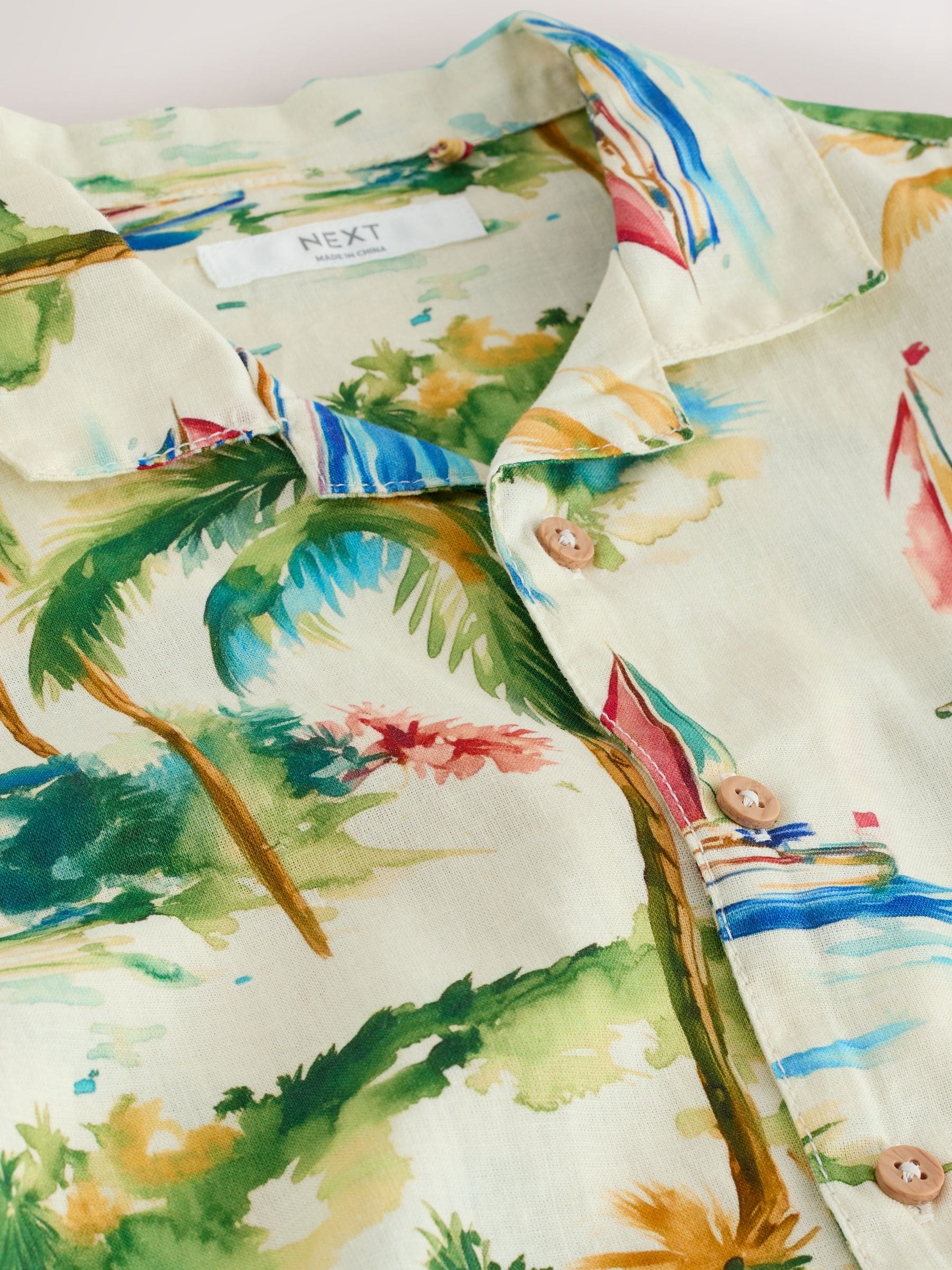 Dsiney Kidz - Ecru Boat All Over Print Short Sleeve Revere Collar Shirt (3-16yrs) image 7