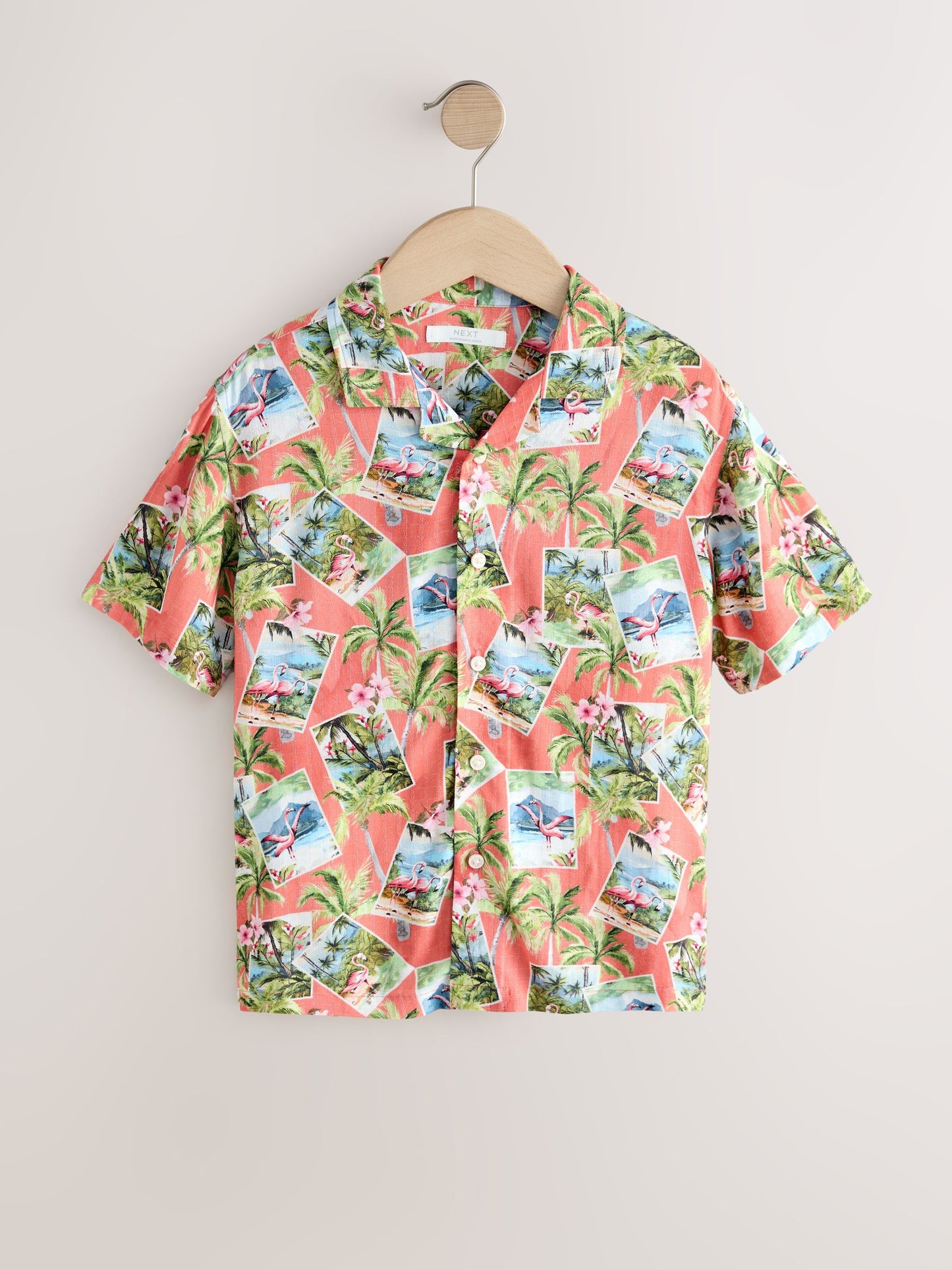 Dsiney Kidz - Peach Pink Postcard All Over Print Short Sleeve Revere Collar Shirt (3-16yrs) image 1