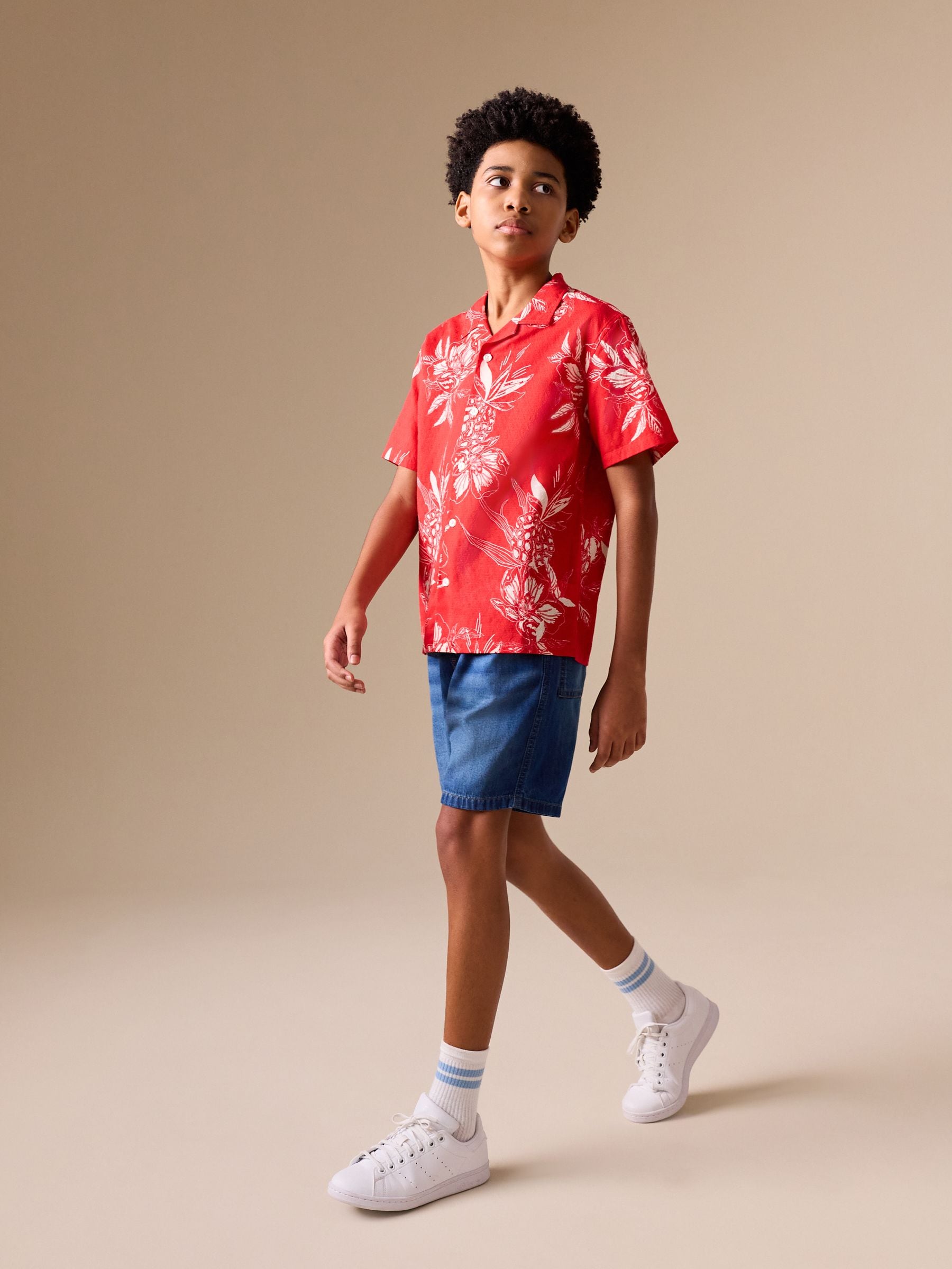 Dsiney Kidz - Red Pineapple Print Short Sleeve Revere Collar Shirt (3-16yrs) image 2