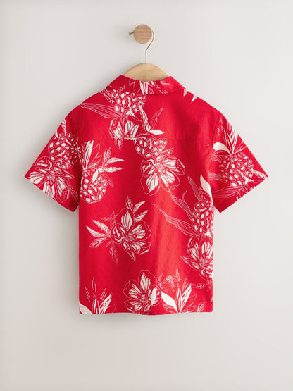 Dsiney Kidz - Red Pineapple Print Short Sleeve Revere Collar Shirt (3-16yrs) image 6