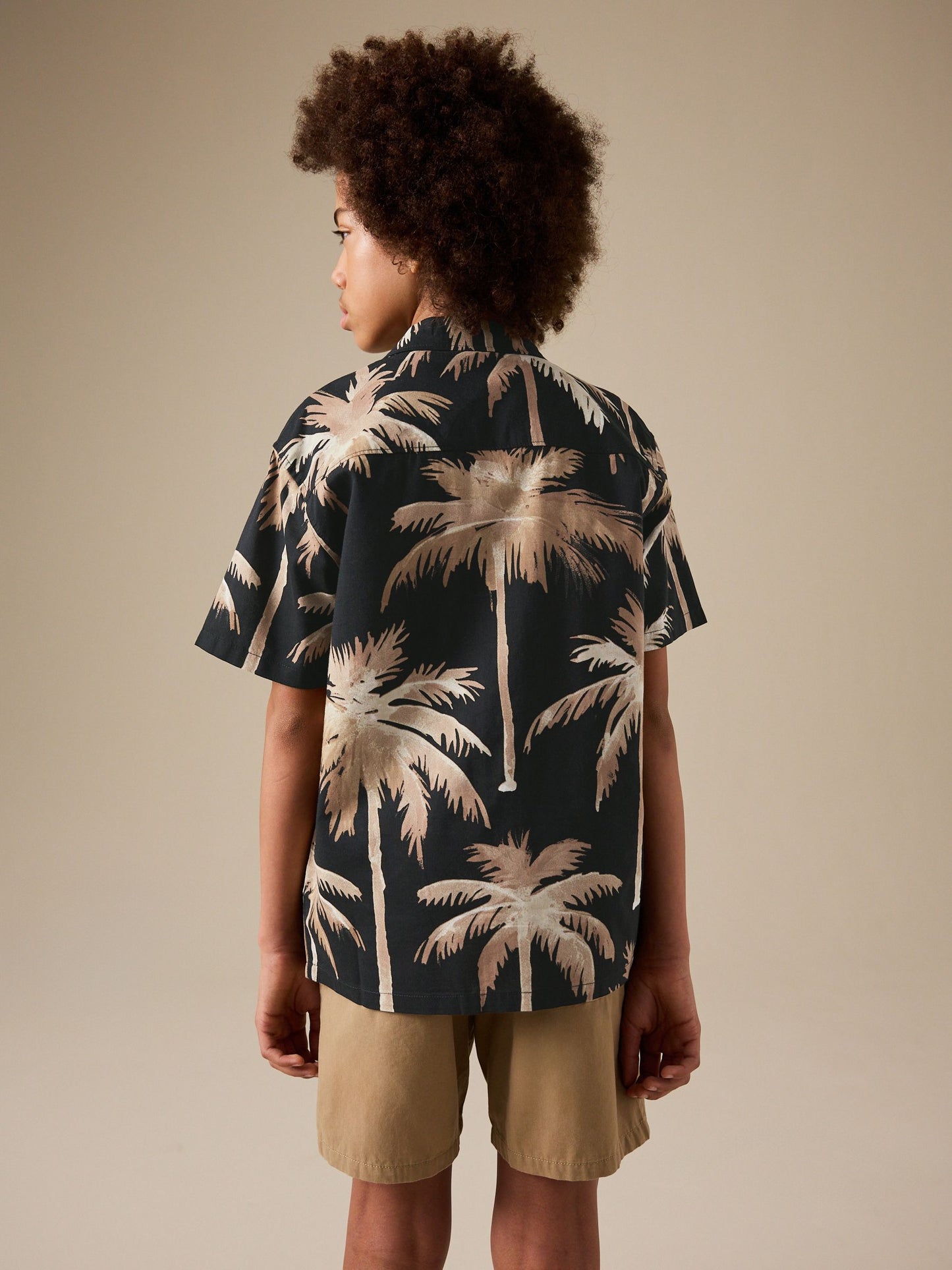 Dsiney Kidz - Black Palm All Over Print Short Sleeve Revere Collar Shirt (3-16yrs) image 2