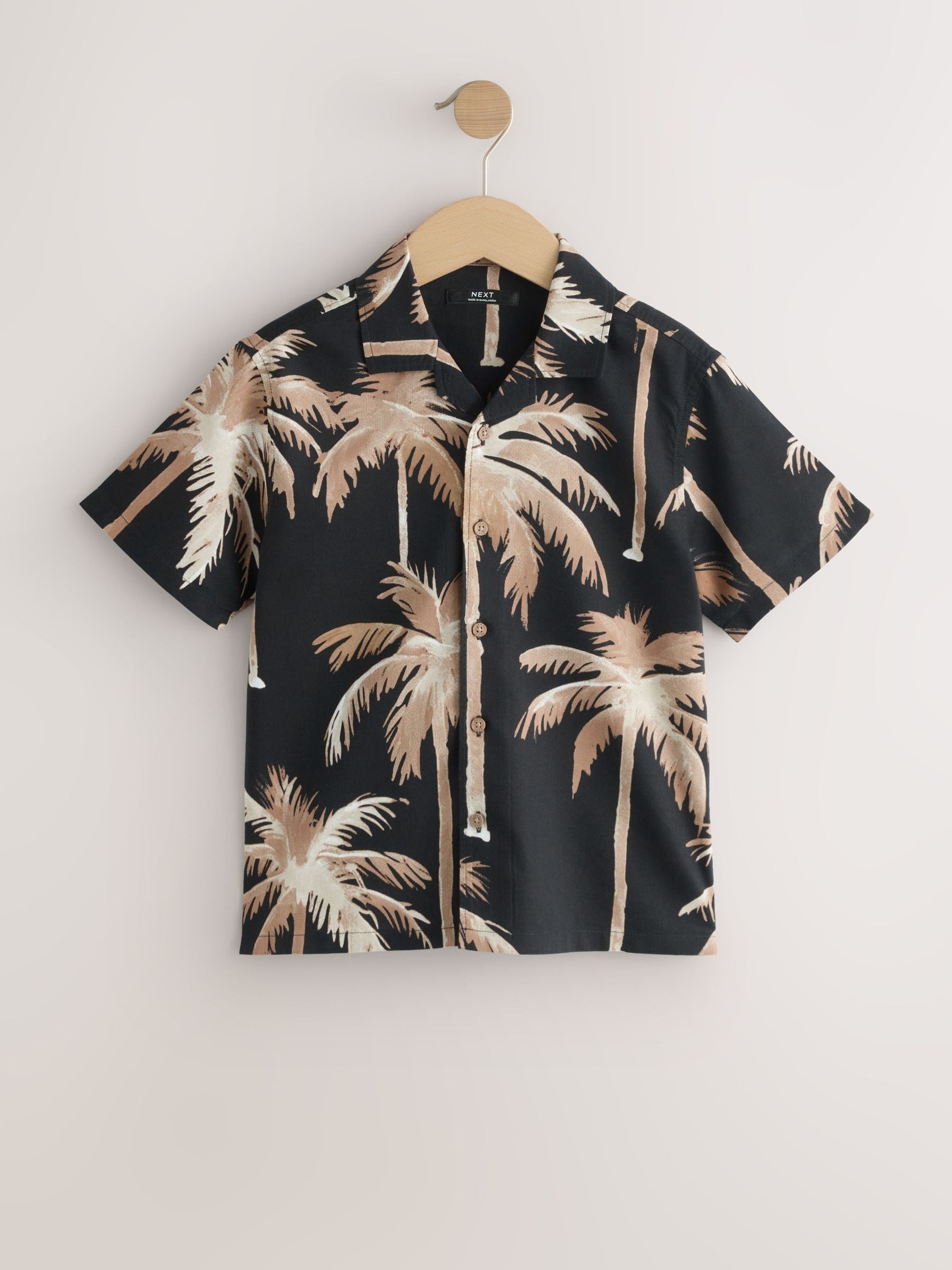 Dsiney Kidz - Black Palm All Over Print Short Sleeve Revere Collar Shirt (3-16yrs) image 3