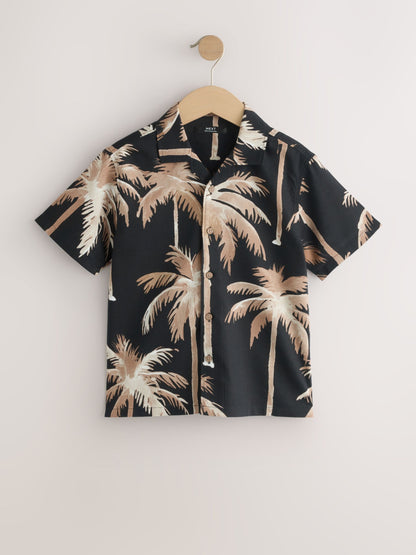 Dsiney Kidz - Black Palm All Over Print Short Sleeve Revere Collar Shirt (3-16yrs) image 3