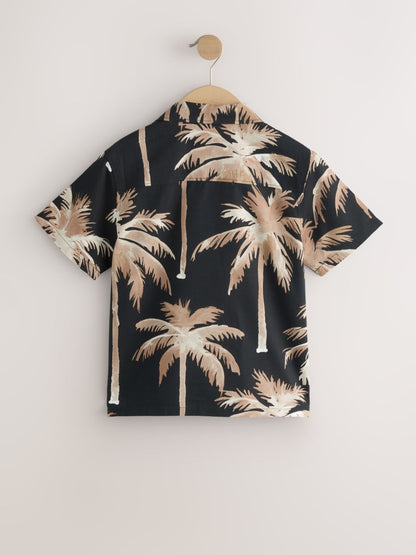 Dsiney Kidz - Black Palm All Over Print Short Sleeve Revere Collar Shirt (3-16yrs) image 4