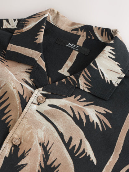 Dsiney Kidz - Black Palm All Over Print Short Sleeve Revere Collar Shirt (3-16yrs) image 5