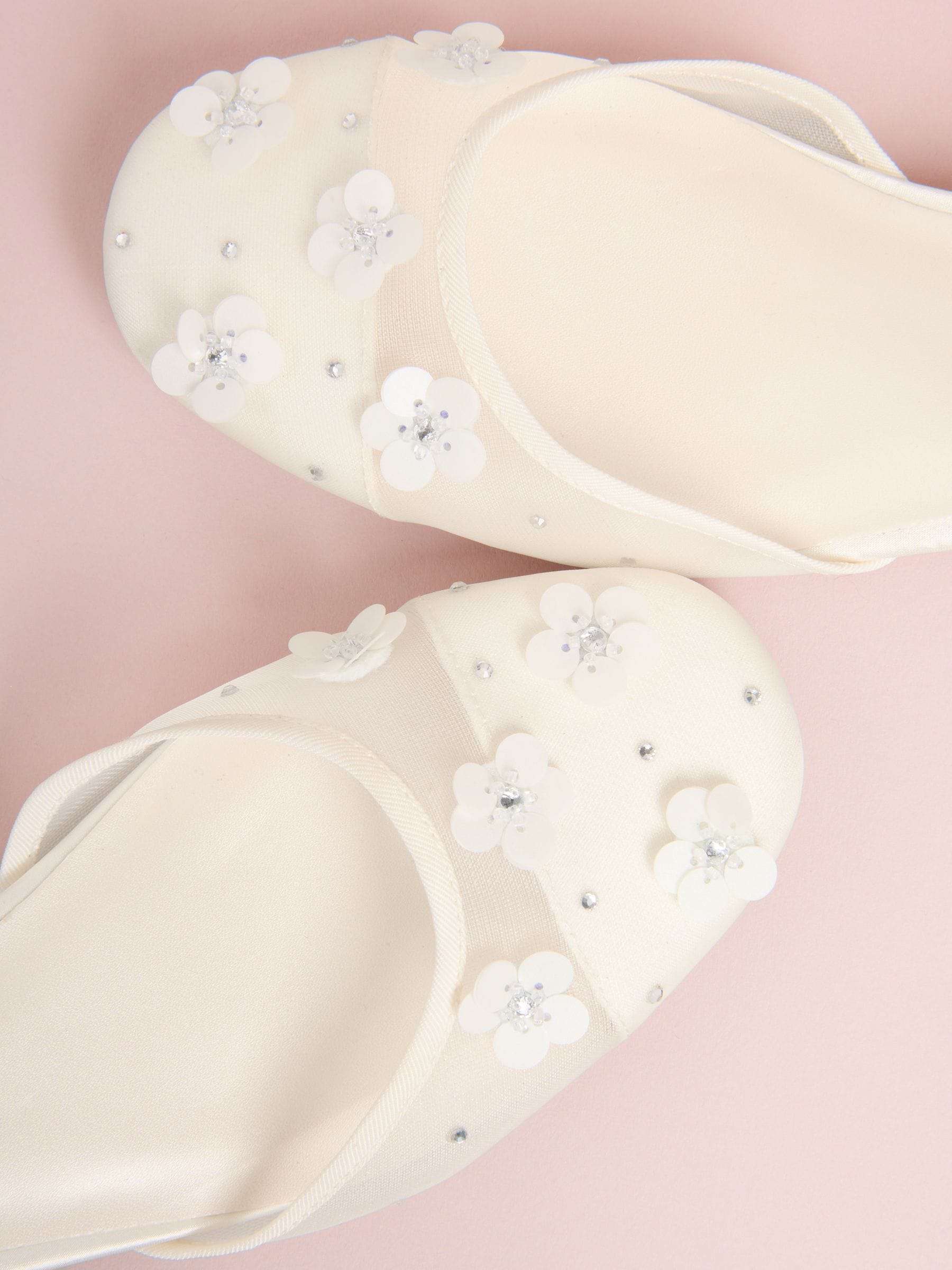 Lipsy White Sequin Floral Mesh Occasion Flower Girl Block Heeled Sandals image 2
