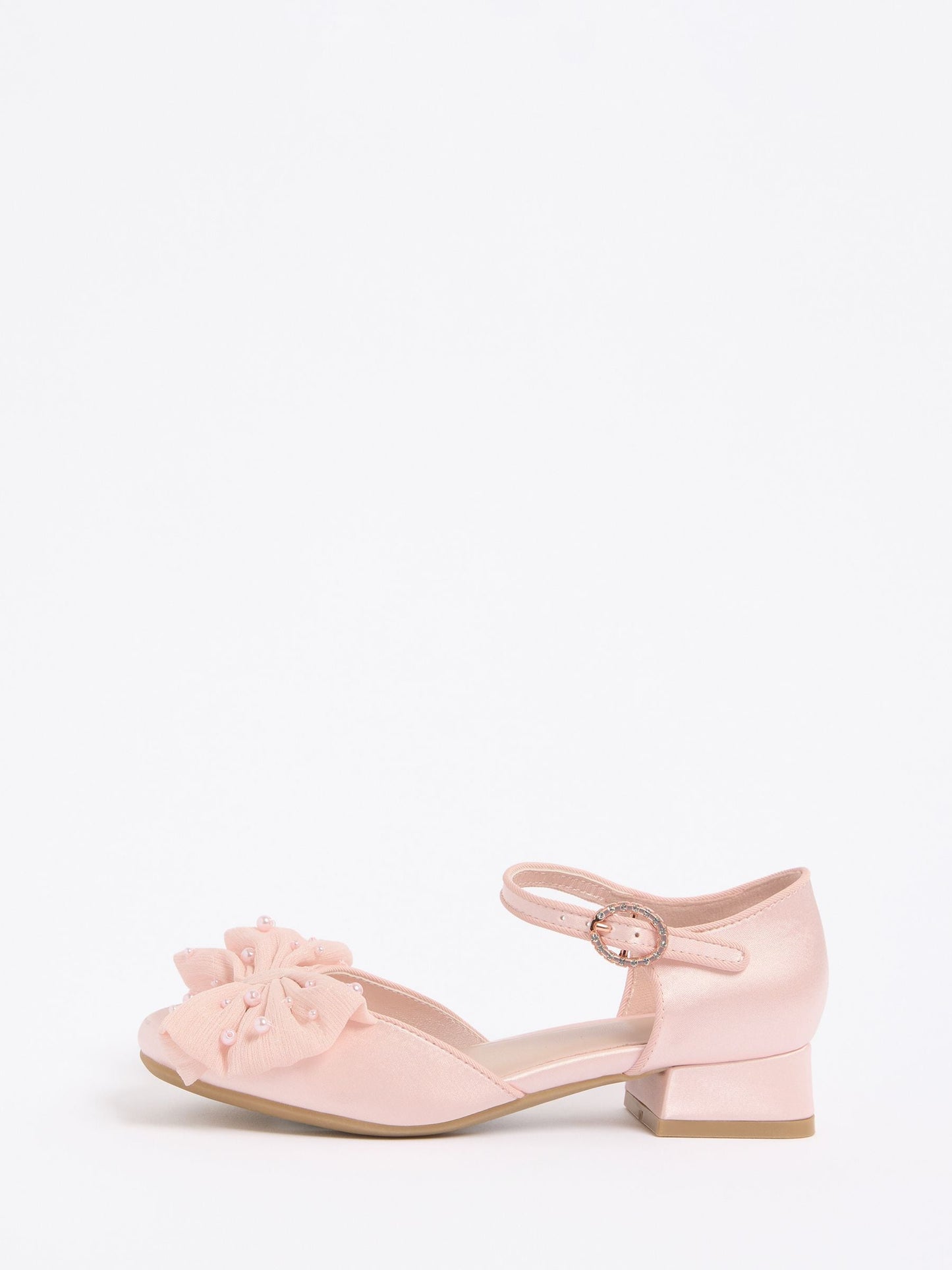 Lipsy Pink Standard Fit (F) Low Block Heel Pearl Bow Occasion Flower Heeled Sandals image 5
