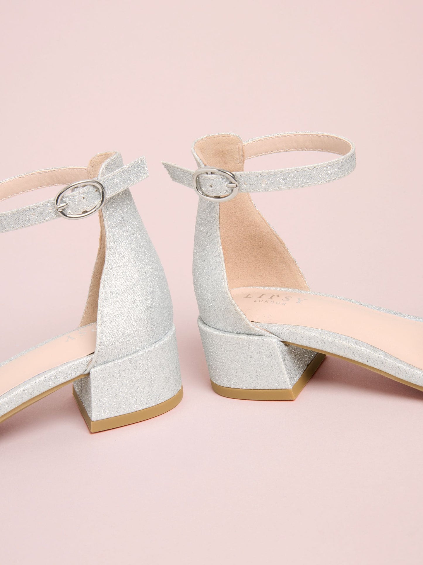Lipsy Silver Standard Fit (F) Embellished Bow Occasion Flower Girl Block Heeled Sandals image 4