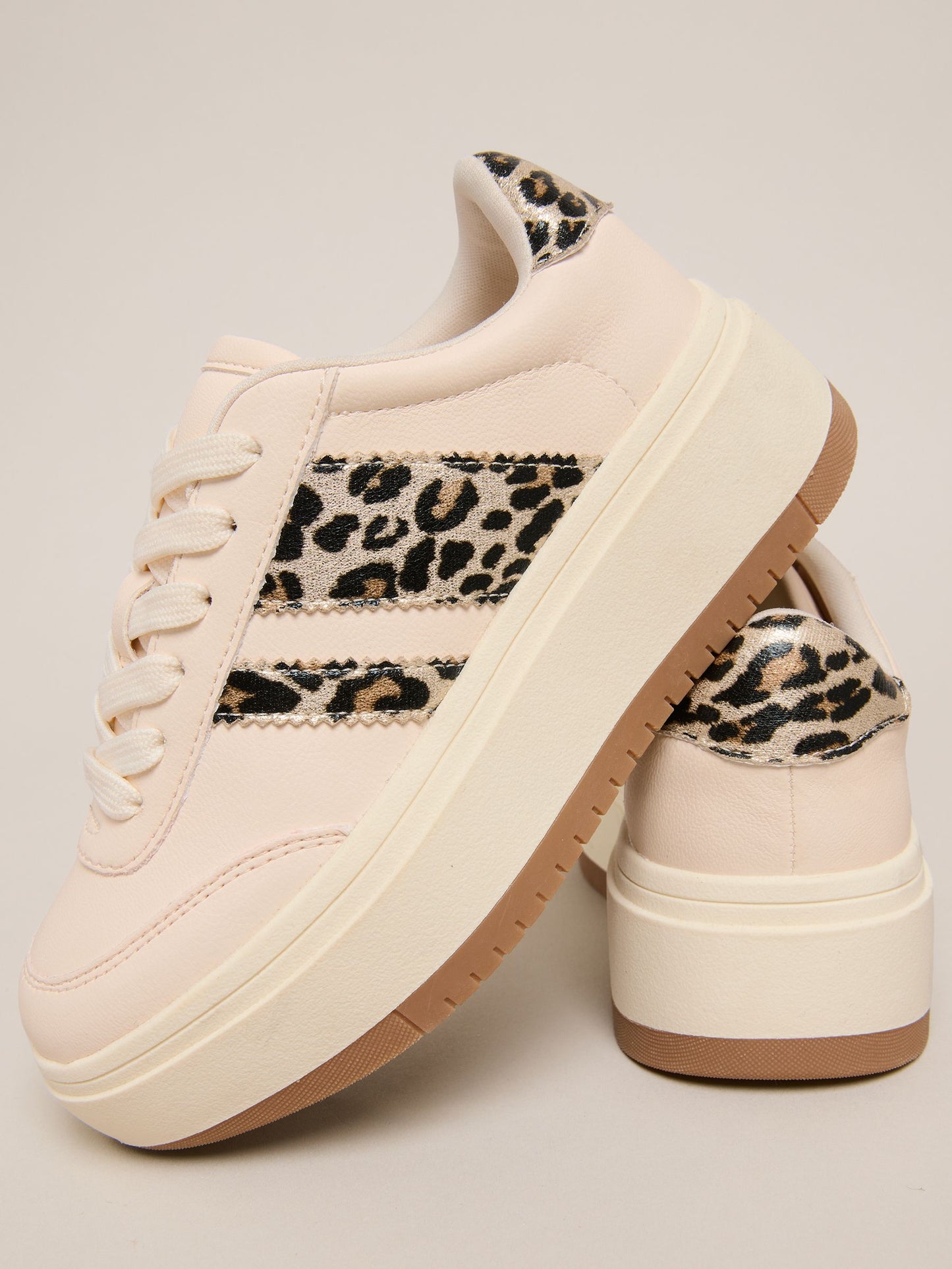 Lipsy Neutral Leopard Stripe Chunky Sport Trainers image 1